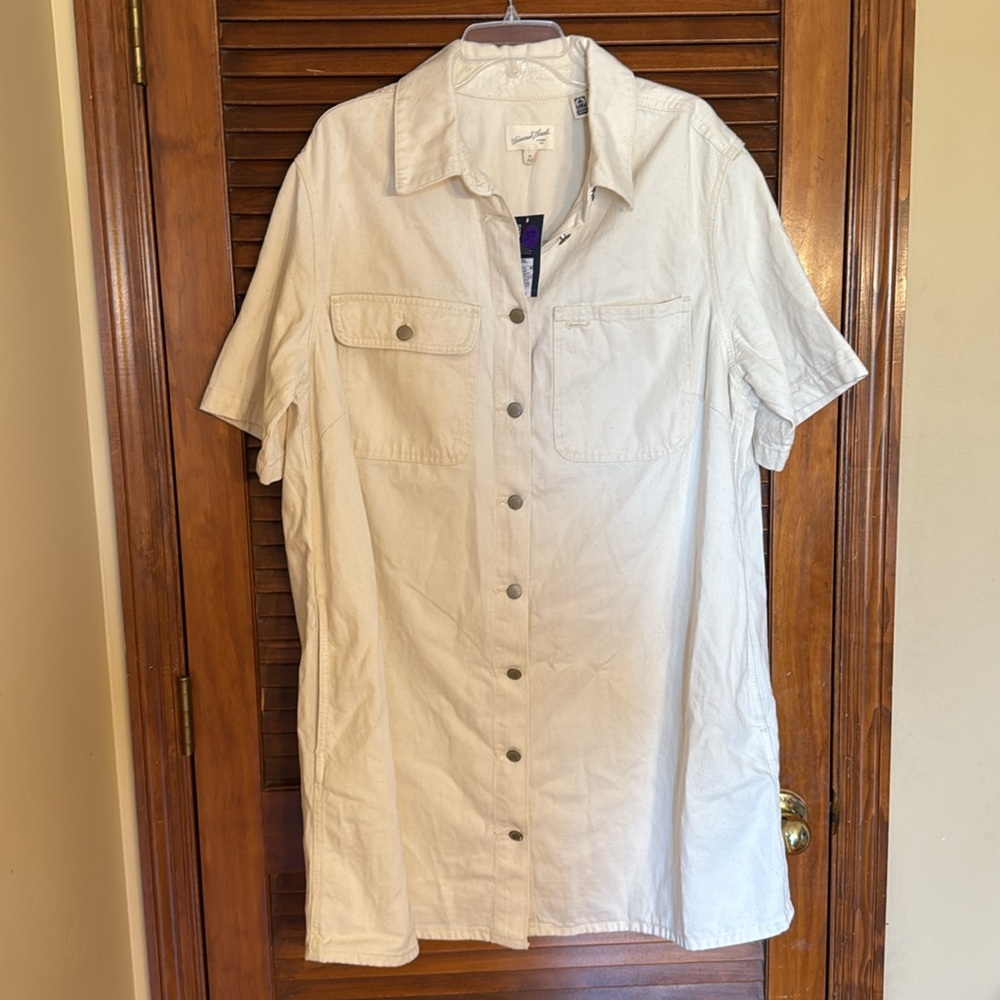 Universal Thread Off-White Button-Down Dress - Picture 2 of 5